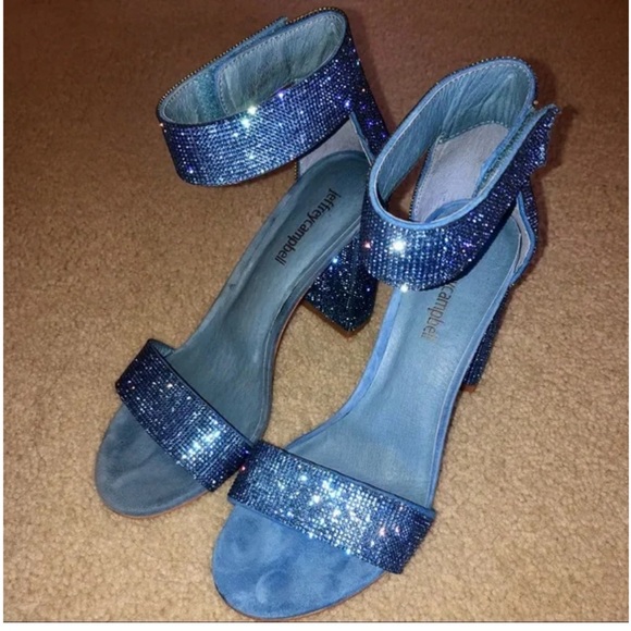 EUC Jeffrey Campbell Lindsay Blue Rhinestone Heels - Size 7 - Picture 3 of 4